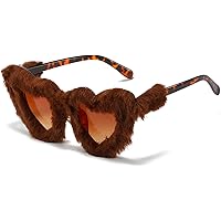 YAMEIZE Mode Cuore Furry Party - Occhiali da sole per Donna Uomo Trendy Dorma Cuore Fur Velvet UV400 Protection Occhiali Styl