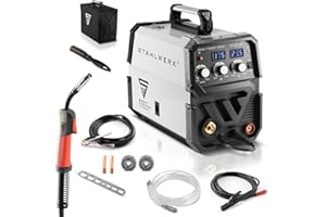 STAHLWERK MIG 175 ST IGBT - Soldadora MIG MAG con protección de gas de 175 amperios, apta para hilo tubular FLUX, con MMA E-Hand, 7 años de garantía del fabricante
