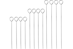 Karjiaja 12 PCS Barbecue Skewers Stainless Steel Kebab Skewers Reusable Metal Skewer Sticks Barbecue Shish Kebab Sticks Long BBQ Grilling Skewers For Oven Grill Kabob Rotisserie Meat Vegetables