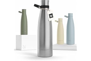 ‎LARS NYSØM LARS NYSØM Butelka na napoje ze stali nierdzewnej 1000ml | Butelka izolacyjna 1 litr | Wodoodporna flaszka na wodę do sportu, roweru, psa, dzieci (Stainless Steel, 1000ml)