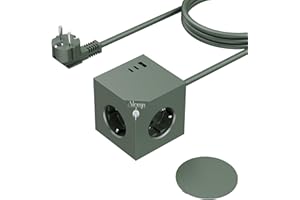 ALEMIN PD20W Power Steckdosenwürfel mit 3 USB, Magnetischer Fuß Würfel Mehrfachsteckdose, 6-in-1 steckdosenleiste mit Schalter, 3680W/16A Power Cube Wandsteckdose Steckdosenadapter für Büro,Hause
