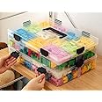 Premify Plastic Toys Storage Box, 4-Tier Transparent Stackable Adjustable Compartment Slot Craft Storage Box Organizer to Store Toys, Building Blocks, Puzzles, Crafts, Beads