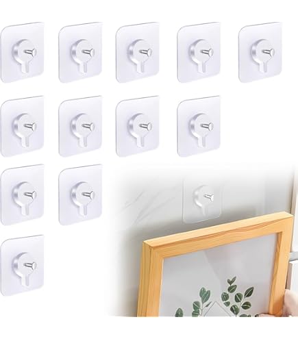 20 ganci adesivi per quadri, trasparenti, impermeabili, senza chiodi, resistenti, con raschietto, per immagini, cornici e decorazioni da parete, max 5 kg