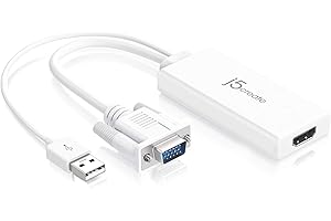 j5create HDMI to VGA Adapter- 4K 1080p @ 60 Hz | 1.62 Gbps and 2.7 Gbps | Compatible with Apple iMac or MacBook, PC, HDTV, Projectors and More