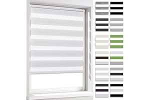 ‎BELLEMAX BelleMax Doppelrollo Klemmfix ohne Bohren & mit Bohren, 60x100cm(BxH), Weiß, Duo Rollo, Sonnenschutz lichtdurchlässig Blickdicht, Klemmrollo Fensterrollo, Rollos für Fenster und Tür