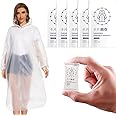 Goodern 5 PCS Transparent Raincoat for Adults,Unisex Disposable PVC Rain Ponchos Portable Compressed Pocket Raincoat Individually Wrapped Long Rain Poncho with Hood for Women Men Travel Outdoor-White
