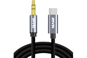 ENVEL USB C to AUX Cable, Nylon Braided Type C to 3.5 mm Headphone Adapter Audio Car Stereo Compatible with Huawei P40 P30Pro Mate40 Samsung Galaxy Note20/S20 S21 S20+ Google Pixel Black 3feet 1m