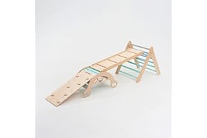 BusyKids Set of Pikler Triangle + 2 double-sided boards + wooden BusyKids Swing set (large) (Mint)