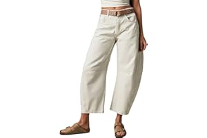 LOVEIMGS Womens Stretchy Mid Rise Barrel Jeans Vintage Loose Wide Leg Cropped Denim Pants Y2k Baggy Boyfriend Jeans