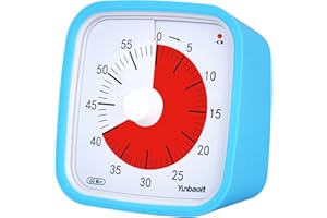 Timer visivo, timer per il conto alla rovescia di 60 minuti aggiornato Yunbaoit per bambini e adulti con promemoria batteria scarica, strumento di gestione del tempo silenzioso, avviso opzionale blu
