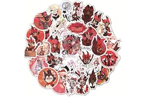 BRIC DODO 50 Stück Hazbin Hotel Aufkleber Wasserflaschen Laptop Telefon Gitarre Skateboard Computer American Anime Vinyl Stickers Wasserdicht Ästhetisch Aufkleber für Jugendliche Kinder Erwachsene