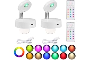 DJBoomy Wireless LED Spotlight Indoor with Remote: Rechargeable Mini Spot Lights for Picture Art Display Plants Lighting - Small Spotlights for Wall Ceiling Decorative (2 Pack)