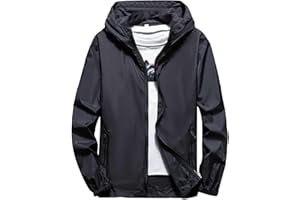 PVUCPOT Giacca Impermeabile Uomo Antivento Leggera - Impermeabile Pioggia Sportivo con Cappuccio e Dettagli Catarifrangenti - Trench Giacca a Vento Uomo Antipioggia Corsa Trekking Outdoor