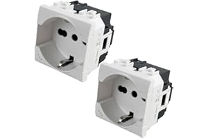 2 Pezzi Presa Schuko Bipasso Bianco 2P+T 16A Compatibili Living international MOKEKA Compatibile Perfetta con Bticino Living Light (2 pezzi Presa Schuko Bipasso, Bianco)
