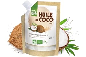 Esprit Bio – HUILE DE COCO 250ml – Huile Vierge – Idéale Pour La Cuisson – 100% et Vegan