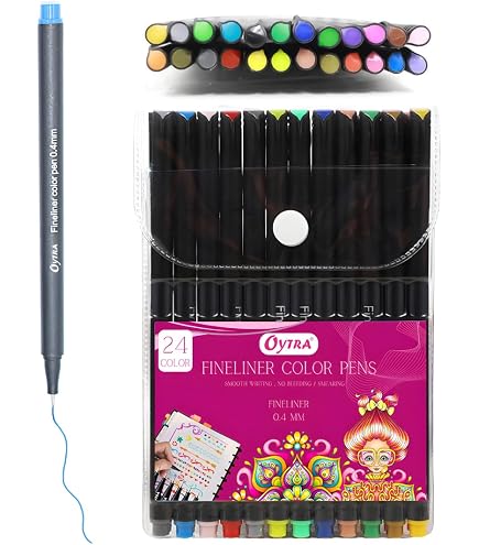 thumbnail image 2 of Fineliner Pens, Set Of 24 Fineliners, 0.4 Mm Tips Fine Point Markers, Assorted Art Pens, Water-Based Fine Tip Markers For Drawing, Sketching 2 of 14
