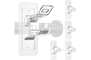 Tryslyn 4 Pièces Support Tringle Rideaux sans Percage, Crochet Rideau Adhesifs, Accroche Barre Porte, Supports de Tringles Transparent, pour Porte-Serviettes Maison Salle Bain Hôtel Cuisines