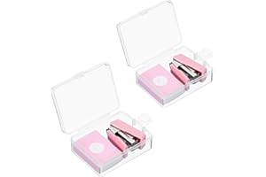 PATIKIL 2 Pcs Mini Stapler with 800 Standard Staples, Morandi Desktop Staplers Set Cute Desk Office Stapler 20 Sheet Capacity for for Classroom Office Supplies, Pink