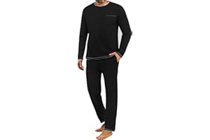 Demegimi Pijama Hombre Invierno Algodon Pijama Hombre Largo Ropa de Dormir Talla Grande de un Solo Color 2 Pieza