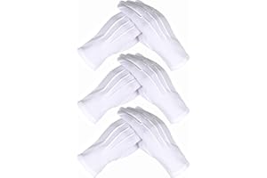 Reccisokz 3 pares de guantes de algodón de nylon, vestido de noche formal de la policía, esmoquin, desfile ceremonial del equipo (diseño de 3 costuras)