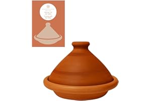 MARRAKESCH ORIGINAL Tajine Marocain en Terre Cuite Tuareg Ø 26cm pour 1-3 Personnes | Plat a Tagine avec couvercle fait Main au Maroc | non émaillé Libre de matières Toxiques pour votre Cuisine Marocaine