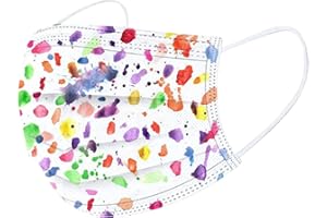 NCQIFEI 50 Pièces Adulte Jetable Protection Faciale 3 Couches Visage Tissu Impression Noir Blanc Couleur Non-tissé Bandeaux Femme et Hommes Confortable Anti-Poussière Respirable écharpe (C10)