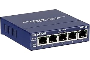 NETGEAR Switch Ethernet 5 porte Unmanaged (GS105GE), Switch Ethernet con opzioni di Montaggio Desktop o a parete e assistenza limitata a vita
