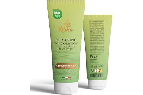 Grand format 250 ml GOMMAGE CUIR CHEVELU BIO de Ritalia® SANS SULFATES ni PARABÈNES- Exfoliant cuir chevelu sec ou gras SCALP SCRUB détoxifiant, purifiant et rééquilibrant capillaire