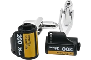 Jonwo Funny Camera Roll Film Cufflinks for Men Dress In Gift Case Unique Black Men's Cufflinks Set for Wedding Party Birthday Anniversary Dress