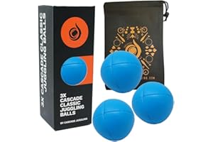 CASCADE JUGGLING 3 x Pro 115g Cascade Neon Classic Thud Juggling Balls & Bag - Set of 3 Juggling Balls (Blue)