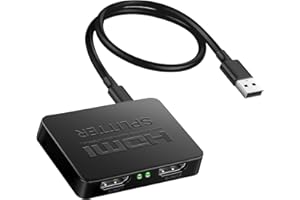 BOBOPACK Splitter HDMI 1x2 4K Ultra HD - Sdoppiatore HDMI con Sincronizzazione Audio,HD-MI Hub Splitter Compatibile con PS3/4/Lettore Blu-Ray/PC per Duplicazione Schermo su 2 Monitor (Supporto 4K 3D 1080P)