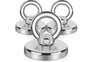 MAGXCENE 3 Pièces Aimant en Néodym 80 kg Force 36mm Diameter, Aimant de Pêche Rond Super Puissant avec des Aimants Puissants Aimants Puissants Parfaits pour l'industrie et la Science