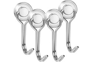 KARELLS Imanes Neodimio Gancho,Gancho Magnético,Imanes Con Gancho,4 PCS Ganchos Magnéticos,Imán Gancho,Gancho Nevera,Gancho Iman,Imanes Gancho,Ganchos Imantados,para Cocina,Nevera,Oficina (Plata, 4 PCS)