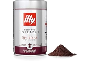 illy, Café Moulu pour Moka INTENSO, 100% Arabica avec des Notes de Cacao et de Fruits Secs, Arrière-goût Corsé, Paquet de 6 Boîtes (6 x 250g)