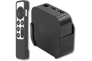 Pinowu Uchwyt ścienny kompatybilny z Apple TV 4K / HD, uchwyt na telewizor z paskiem na nadgarstek i etui ochronne Siri (2. generacji) (czarny)