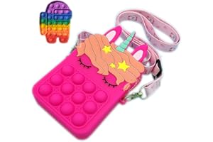 BUYVERSE Bolso bandolera infantil de silicona con burbujas antiestrés para niñas