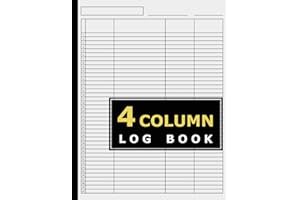 Customizable Log Book With 40 Rows; Customizable Log Book 4 Column, 4 Column Columnar Pad, Four Column Notebook, 4 Column Log Book, 4 Column Notebook, ... With Four Column Paper, 4 column pad,: V 1