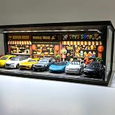 Diorama Garaj 1/64 &Ouml;l&ccedil;ek 8 Ara&ccedil;lık &ndash; LED Işıklı USB &Ccedil;alışan Model Araba Sergileme Standı &ndash; Pleksi Kapaklı Dekoratif Vitrin
