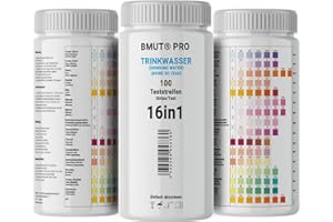 BMUT 16 w 1 paski testowe do wody pitnej – tester wody, 100 sztuk, do analizy jakości wody wodociągowej, całkowitej twardości, ołowiu, miedzi, azotanu