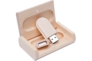 Yaxiny Memoria 2.0 USB 16GB Pendrive Hoja de Madera Divertido Pen Drive 16GB con Caja de Regalo de Madera Práctico Unidad Flash USB Almacenamiento para Regalo de Cumpleaños Llave USB