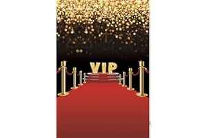 YongFoto 1,5x2,2m Vinilo Fondo de Fotografia Fondo de Escenario VIP Alfombra roja Lentejuelas de Oro Manchas de Brillo de Bokeh Telón de Fondo Photo Booth Infantil Party Photo Studio Atrezzo