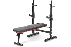 TLGREEN Składana ławka do kulturystyki z regulowanym uchwytem na pręt, ławka do podnoszenia ciężarów, Standardowy ławka wagi, do użytku domowego Siłownia, maks. obciążenie 200kg