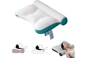 ‎HOIDOKLY Ergonomisches Kopfkissen Nackenstützkissen, äußerst Bequemes Ergonomisches Nackenstützkissen, Nackenhörnchen für Für Nacken- Und Schulterschmerzen, Kopfkissen Für Seiten Und Rückenschläfer (Blau)