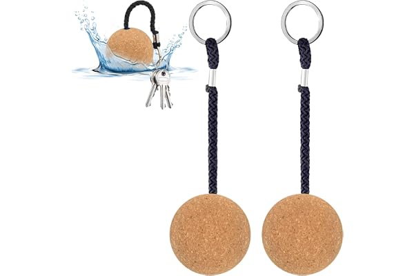 2 Stycken Flytande Nyckelring Med 53 mm Träkula för Båt, Segling, Kajak, Kanot - Marin Tillbehör Vattensport