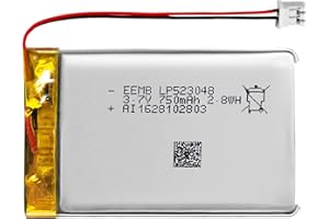 EEMB 3.7V 750mAh 523048 Batteria Lipo Batteria ricaricabile agli ioni di polimero di litio con connettore JST-Assicurarsi che la polarità del dispositivo corrisponda alla batteria prima dell'acquisto