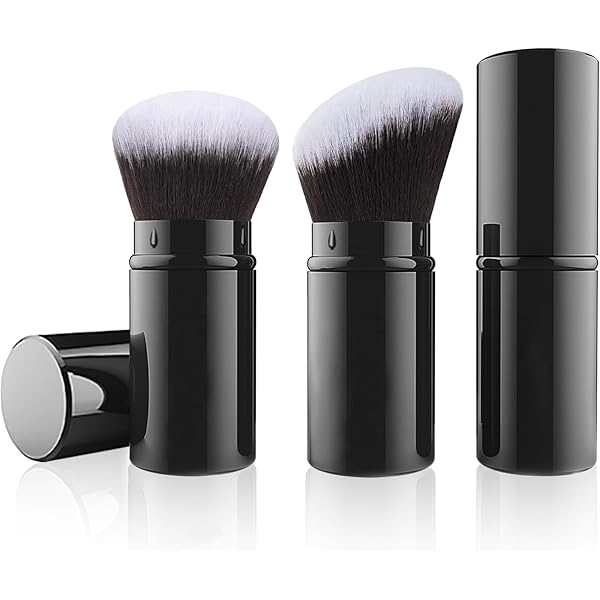 2er Set Einziehbare Make-up Pinsel - Reise-Kabuki-Pinsel Mit Schrägem & Flachem Kopf
