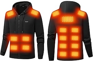 UHOUSE Beheizbarer Hoodie Herren Einstellbare Beheizbare Sweatjacke USB Winter Heizjacke mit 7/17 Heizzonen Hoody Männer mit Kapuze Elektrische Beheizte Kapuzenpullover mit Reißverschluss Kapuzenjacke