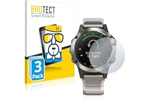 brotect Glass Screen Protector Film compatible with Garmin quatix 5 (3 Pack) - Glass-Foil 9H Protection [Scratch Resistant, High Clarity]