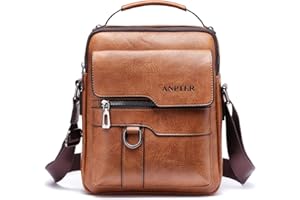 ANPTER Sacoche Homme Sacs à Bandoulière Vintage Sacoche Bandoulière Cuir Petite Shoulder Bag Crossbody Business Cartable Besace Pochette Sacs à main pour sport voyages travail (Marron Sacs bandoulière)