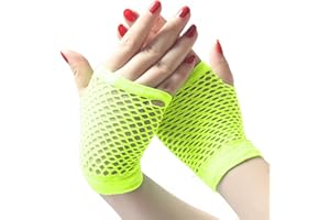 HD Novelty Fingerless Fishnet Gloves for Women & Girls | Stretchy Black Mesh 80s Retro Vintage Gloves | Dance, Disco, Diva Costume Party Accessories